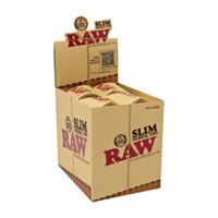 Caixa de Piteira de Papel Pré Enrolada Raw Slim Tips, display com 20 unidades montado