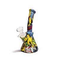 Bong de silicone com bowl de vidro borossilicato modelo funil e tubo downstem, entrada de 18mm, modelo Clown