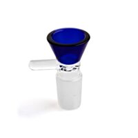 Bowl de vidro borossilicato modelo funil com encaixe jateado de 18mm e haste lateral para manipulação, cor azul