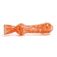Chillum pipe artesanal de vidro borossilicato, modelo Marble Max, cor laranja e branco