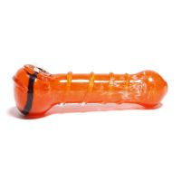 Pipe de vidro borossilicato espesso, modelo Smooth Grip, cor laranja e preto