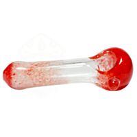 Pipe de vidro borossilicato espesso, modelo Red Flow, cor transparente com detalhes em vermelho