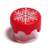 Pote de vidro borossilicato espesso fechado com tampa de silicone de vedação, modelo Ice, cor vermelho com floco de neve