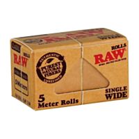Unidade da seda de Rolo, da marca RAW, modelo Single Wide, rolo de 5 metros, largura 37mm, detalhe da embalagem,