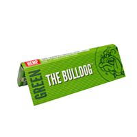 Unidade de seda, da marca The Bulldog Amsterdam, modelo Green Eco Hemp 1 1/4, tamanho 77mm x 44mm, detalhe da embalagem,